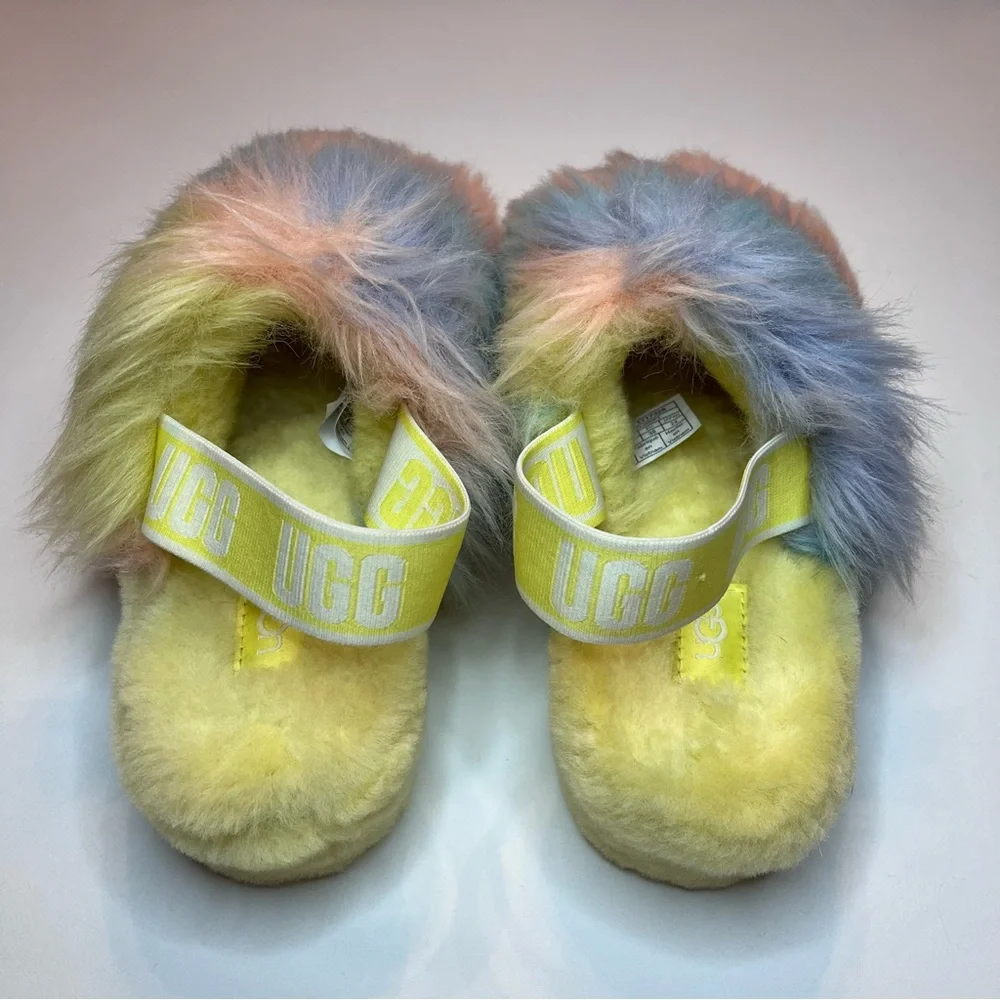 UGG Australia Fluff Yeah Slide Lemonade Tie-Dye Slippers Women’s Sz. 7 - Picture 5 of 11